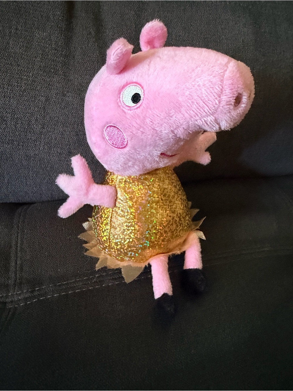Peppa Pig Plush Stuffed Animal Pink with Gold Sequin Dress